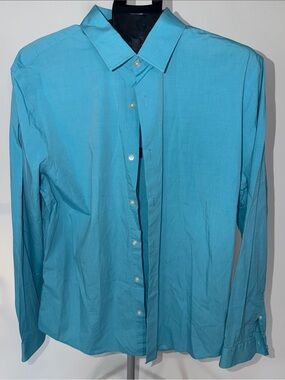 Express Men's Bright Turquoise Button-Up Dress Shirt